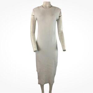 J Crew Sz M Heavy Knit Sleeveless Midi Pullover Sweater Dress White Viscose
